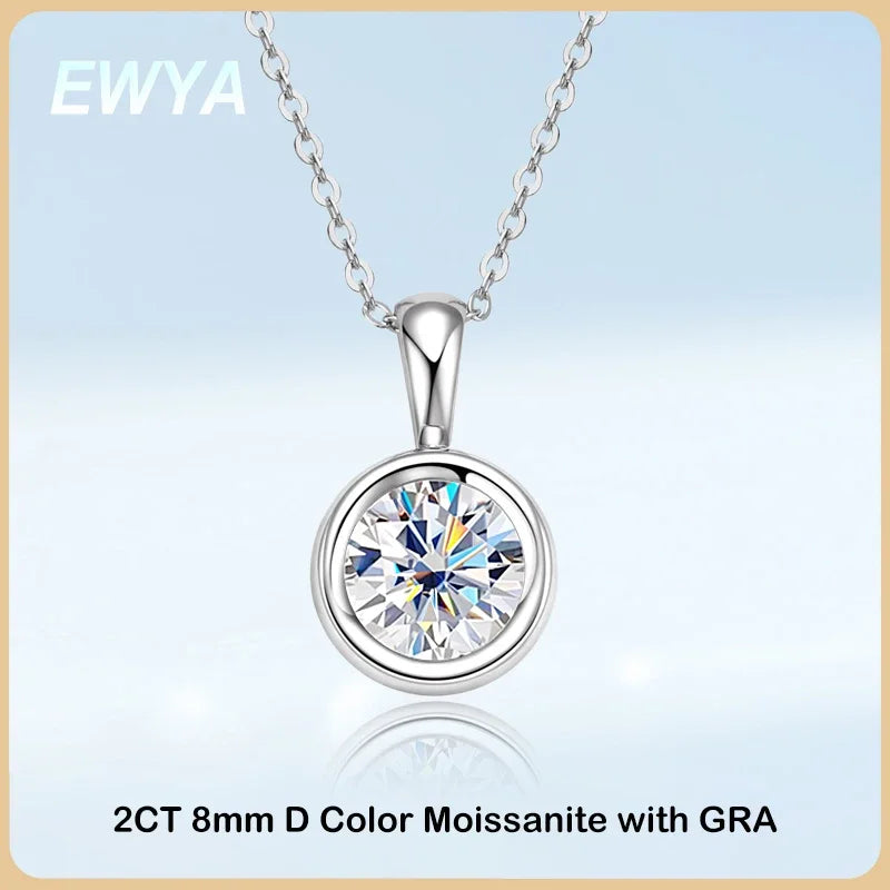 Necklaces Women EWYA New In 2CT 8mm D Color Moissanite Diamond Pendant Necklace For Women S925 Silver Bubble Neck Chain Necklaces Wholesale Gift