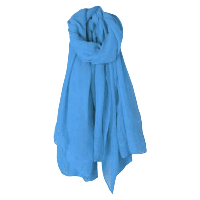 High Quality 652F Women Solid Color Scarfs Large Long Lightweight Headscarf Linen Sheer Shawl Wrap