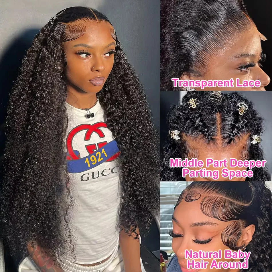 Hair Extensions and Wigs
13x6 Lace Frontal Wigs 250 Density Curly 30 Inch 13x4 Human Hair Wig natural black Deep Wave Wig Lace Front Wig For Women