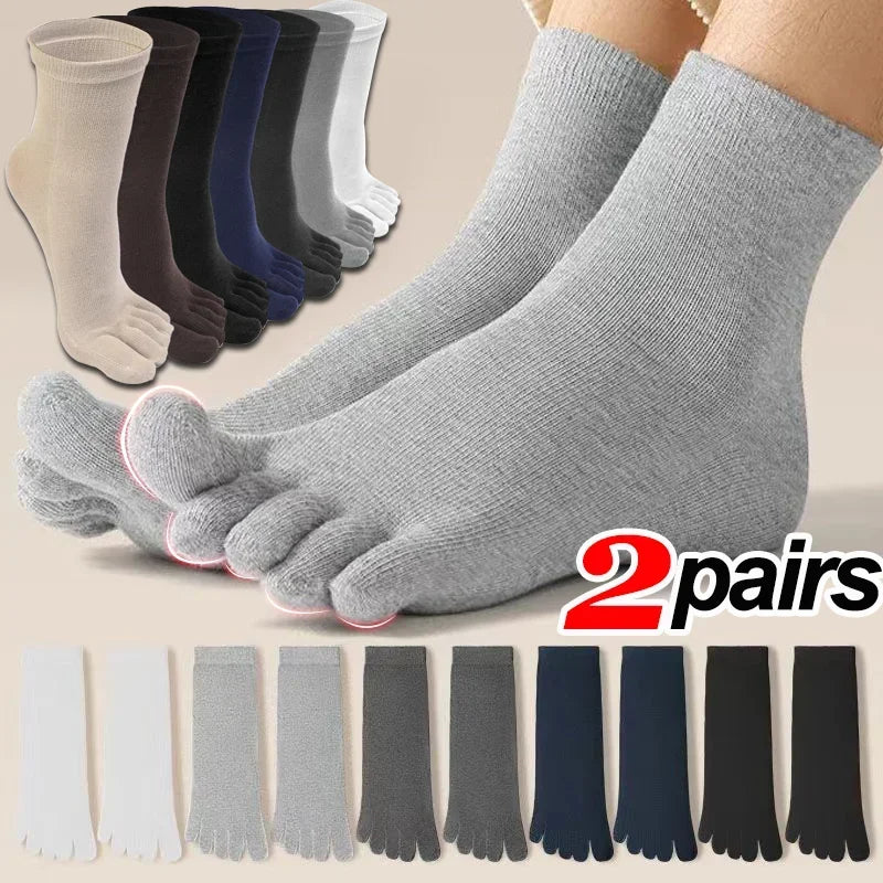 Stockings 
1/2Pairs Unisex Toe Socks Men and Women Five Finger Socks Breathable Cotton Stockings Sports Running Solid Black White Grey Sox