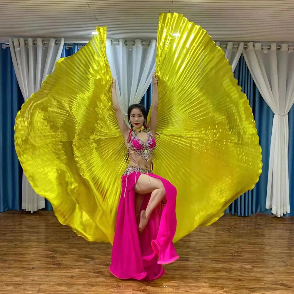 dancers  
Adult Semi-transparent Oriental Dance Props Costume Plus Size Perform Belly Dance Isis Wings 360 Degree Gold Wings Large Version