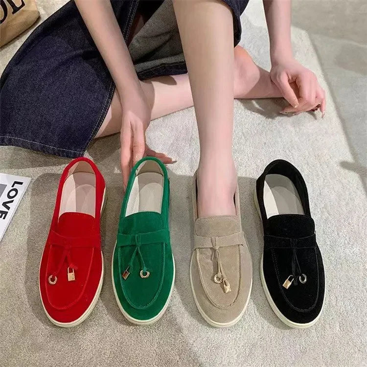 loafers Shoes Spring Women's Casual Shoes Autumn Women Suede Leather Slip on Flat Shoes Comfortable Loafers Women Moccasins Walking Shoes