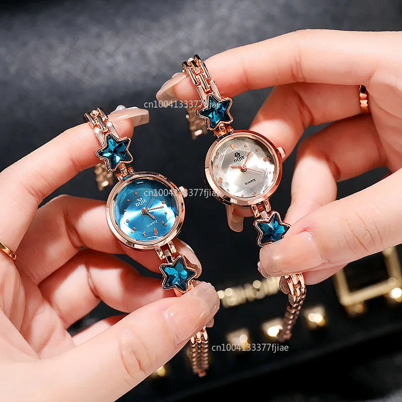 Women Watch Blue Lucky Star Ladies Watch Korea Style Female Students Wristwatches Fashion Women Elegant Bracelet Relojes Mujer Relógio