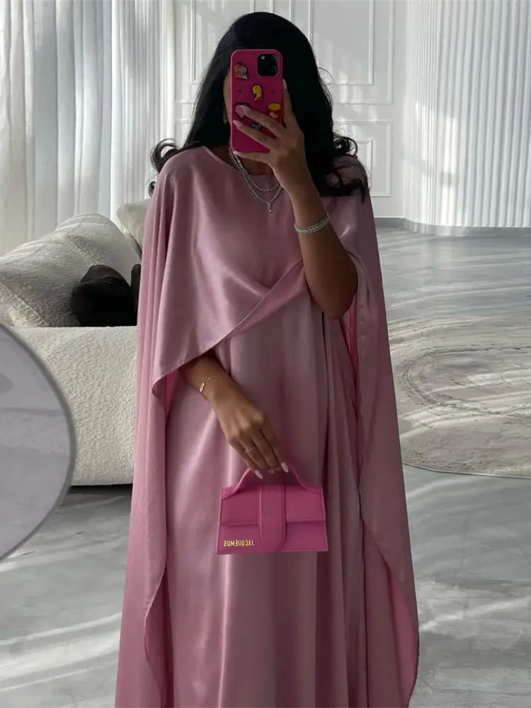 Shiny Satin Abaya Dubai Luxury Arabic Muslim Kaftan Dress Abayas For Women Kebaya Caftan Marocain Robe Femme Musulmane Vestidos