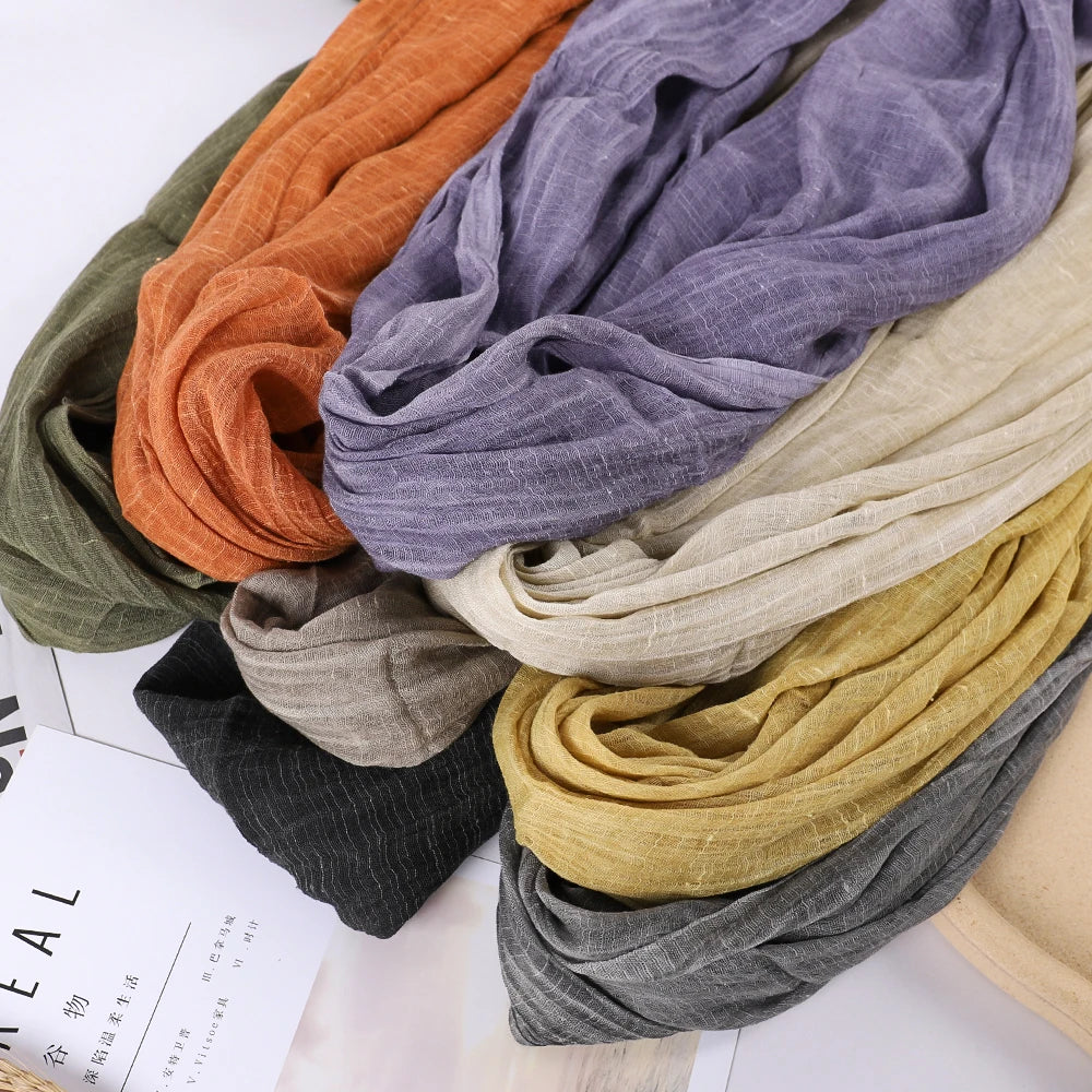 High Quality Fashion New Cotton Pashmina Plain Shawls Women Solid Color Scarf Wraps Scarves Kerchief Muslim Hijab Lady Autumn Winter Warm