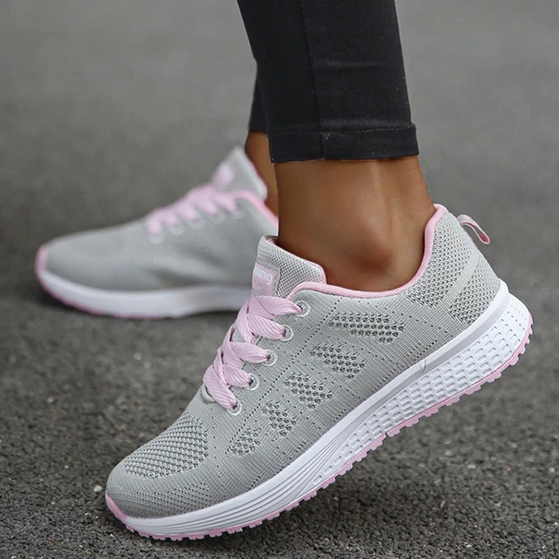 Sneaker women New Fashion Breathable Trainers Comfortable Sneakers Mesh Fabric Lace Up Women's Tennis Shoes For Women