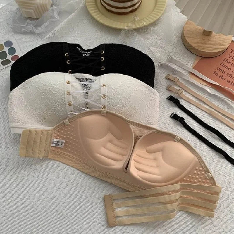 bras
Non-Slip Bra Lace Tube Top Seamless Wireless Small Chest Push up Adjustable Sexy Beauty Back Underwear for Women