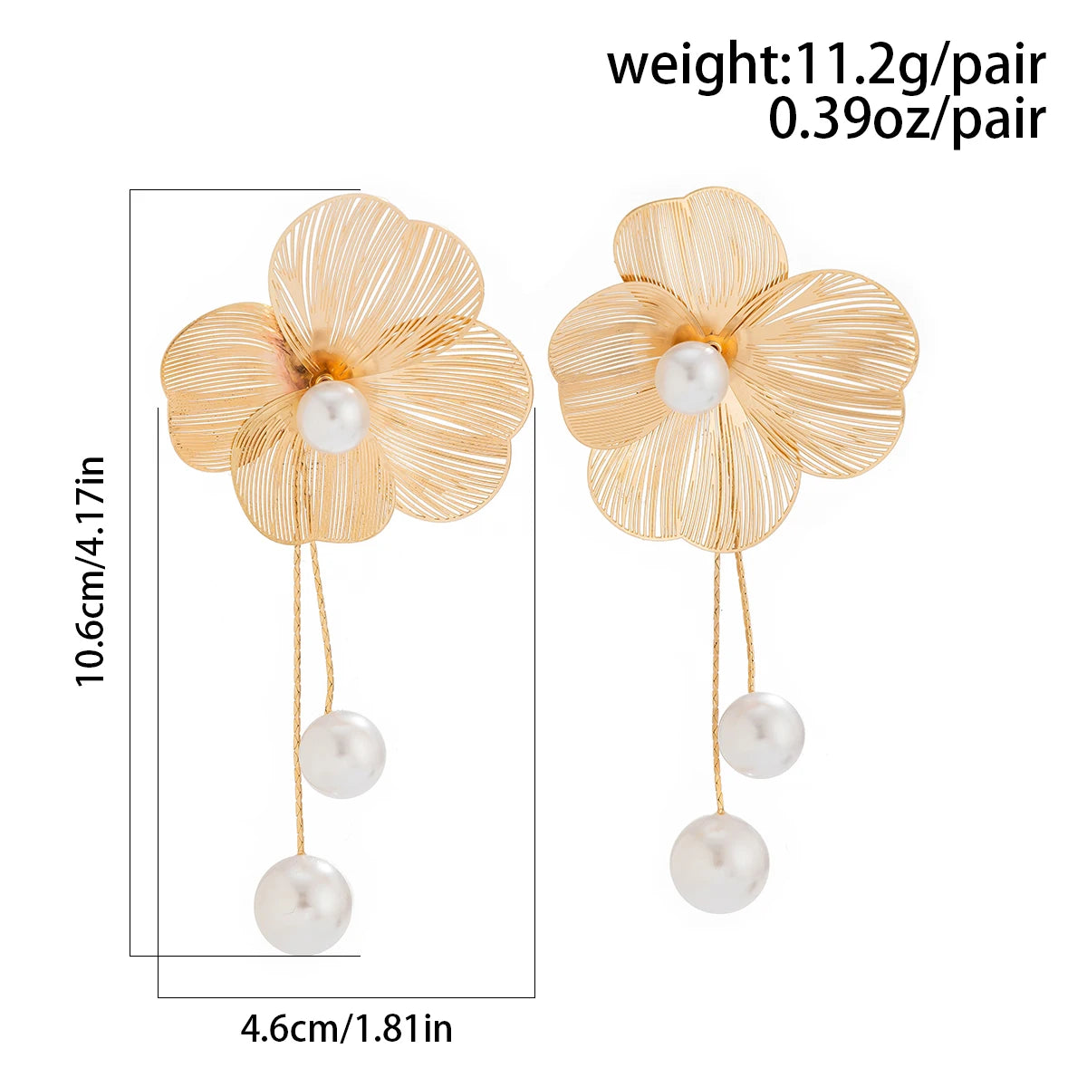 Earring  Romantic Flower Petal Long Tassel Drop Earrings for Women 2024 Trend Imitation Pearl Hanging Piercing Earrings Wed Jewelry Gift