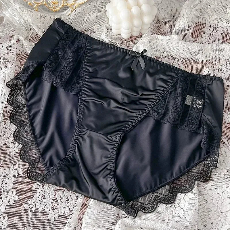 Panties
New Underwear for Women Satin Traceless Ice Silk Panties for Lady Breathable Sexy Pure Desire Panties Large Mid Waist M-XXL