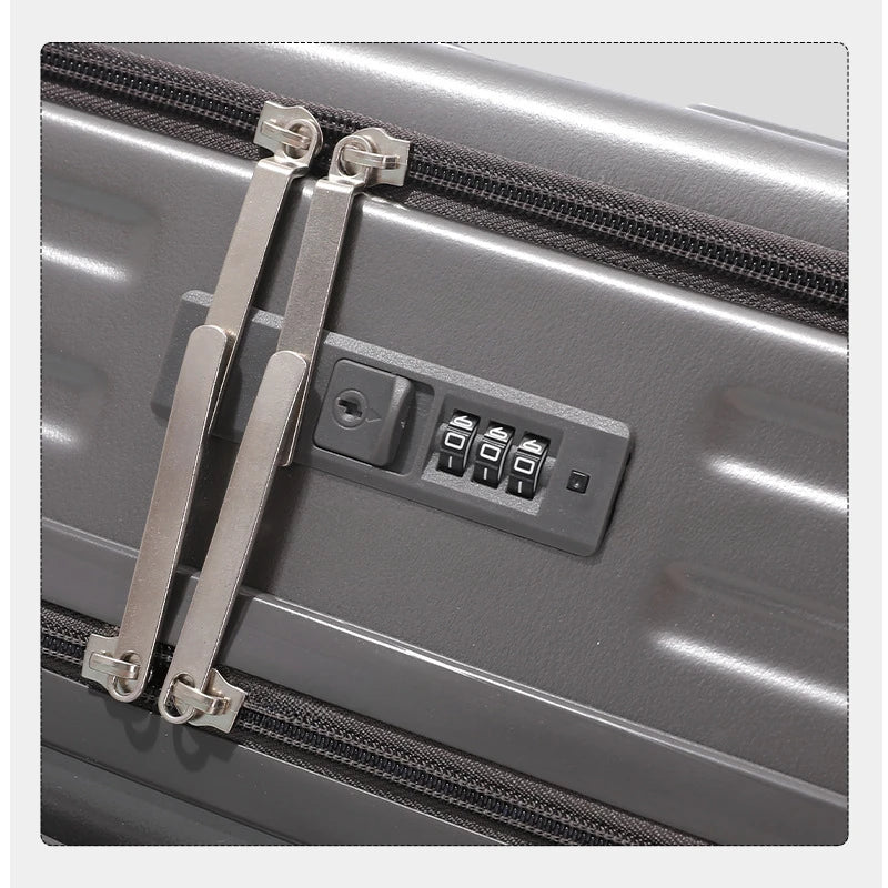 Travel Bag Suitcase Front Opening Carry on Luggage with Laptop Storage Pocket USB Multi Function Travel Suitcase  Middle Size Trolley Case