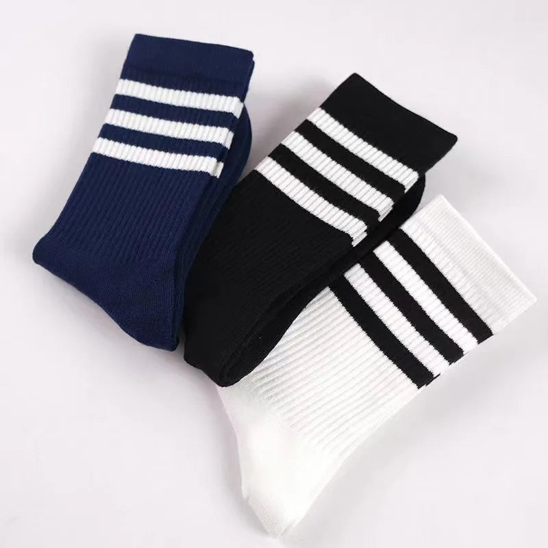 Stockings 
Men's and women's classic socks striped Japanese department college style sports students black and white stockings 1 pair