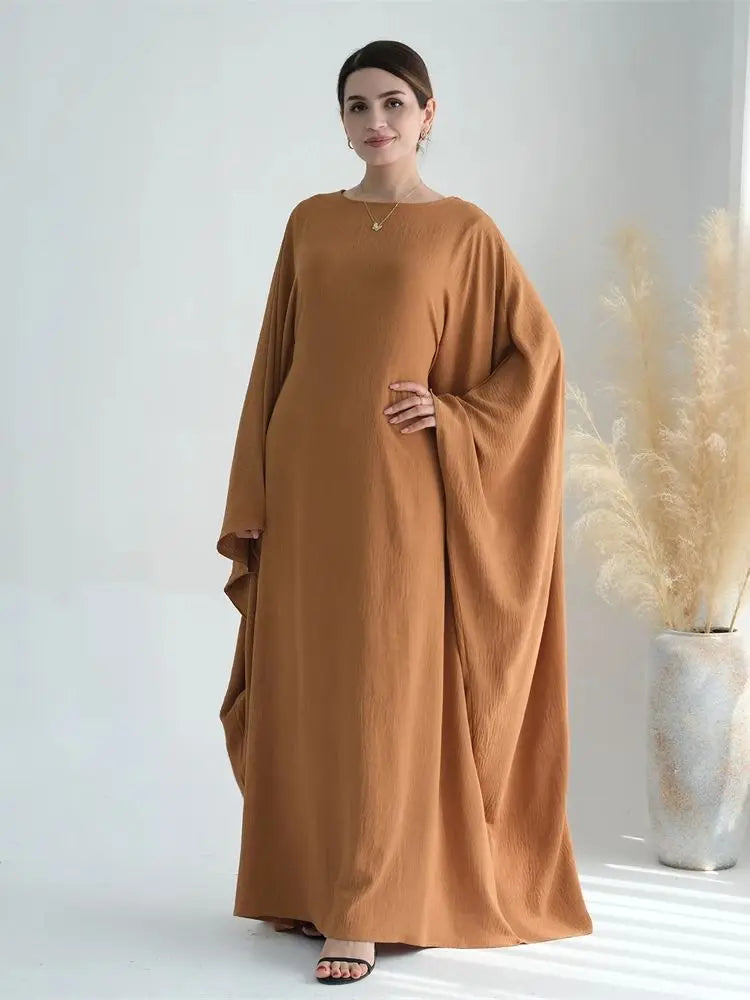 Ramadan Eid Crepe Batwing Butterfly Modest Abaya Dubai Luxury 2024 Muslim Jersey Hijabs Kaftan Dress For Women Kebaya Vestidos