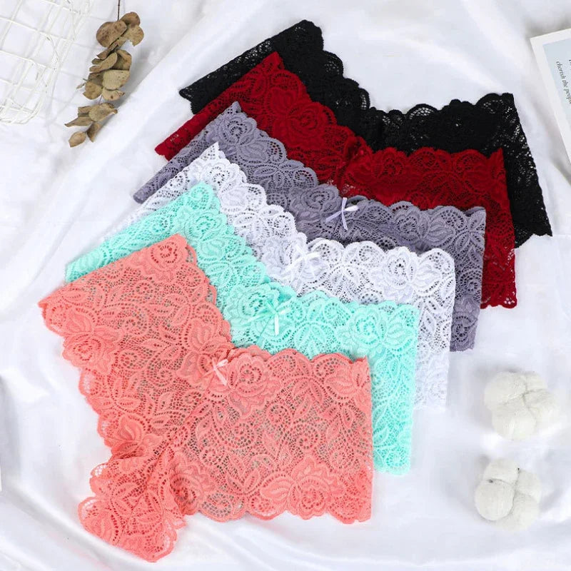 Panties
Sexy Women Floral Lace Panties Perspective Underwear V Waist Solid Color Underpants Female Breathable Intimates Lingerie