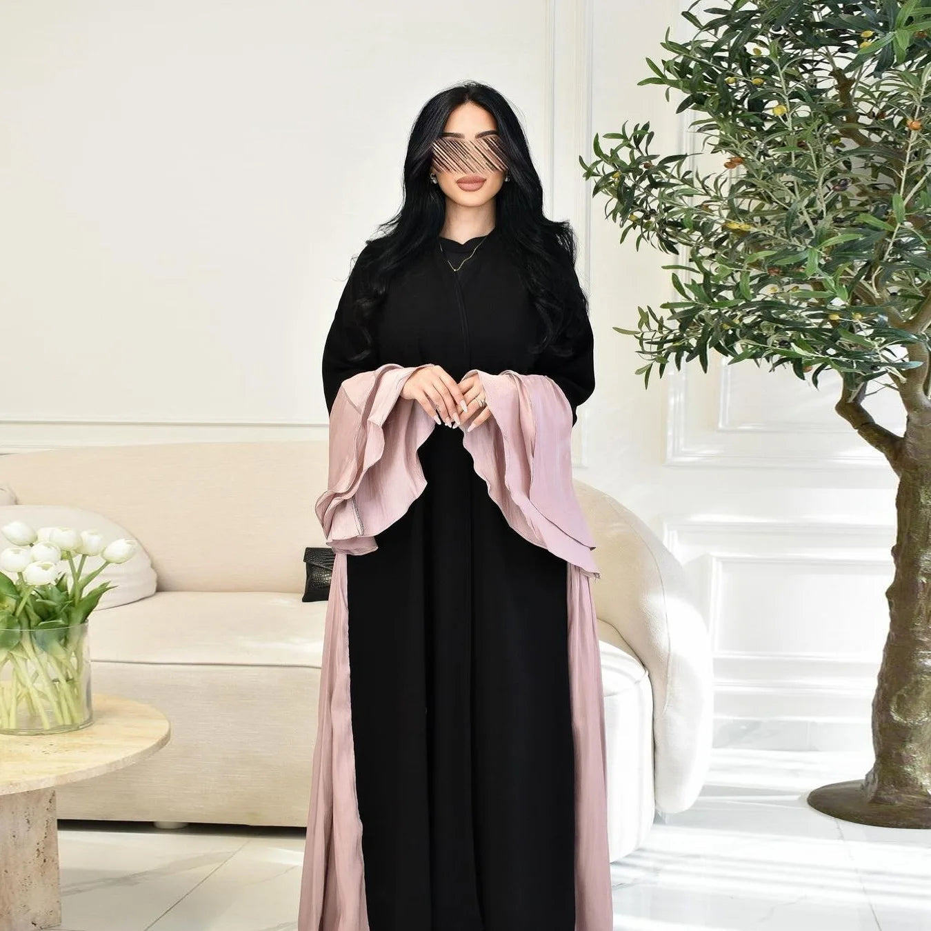 Ramadan Dubai Satin Flare Sleeve Modest Open Kimono Abaya Cardigan Islam Muslim Dress For Women Kaftan Kebaya Robe Musulmane