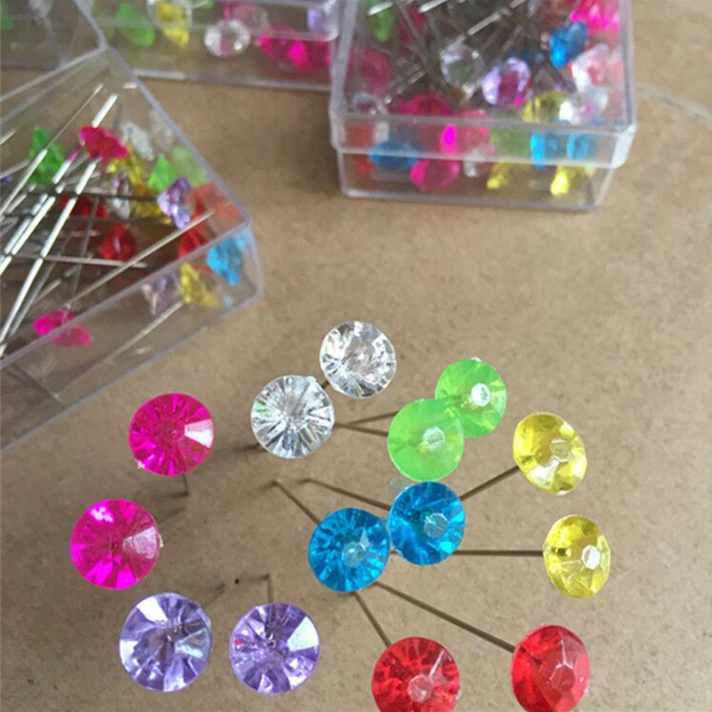 Hair Extensions and Wigs
Coloful Sparkle Diamond Head Pushpin Transparent Map Flower Pin Cork Board Sewing T Pins for Fabric Clothing DIY Sewing Crafts