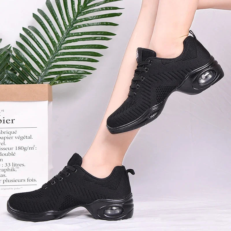 dancers  
Women Weave Jazz Shoes Hollow Modern Dance Shoes Soft Sole Woman Causal Sneakers Girls Tango Ballroom Dance Sports Shoes