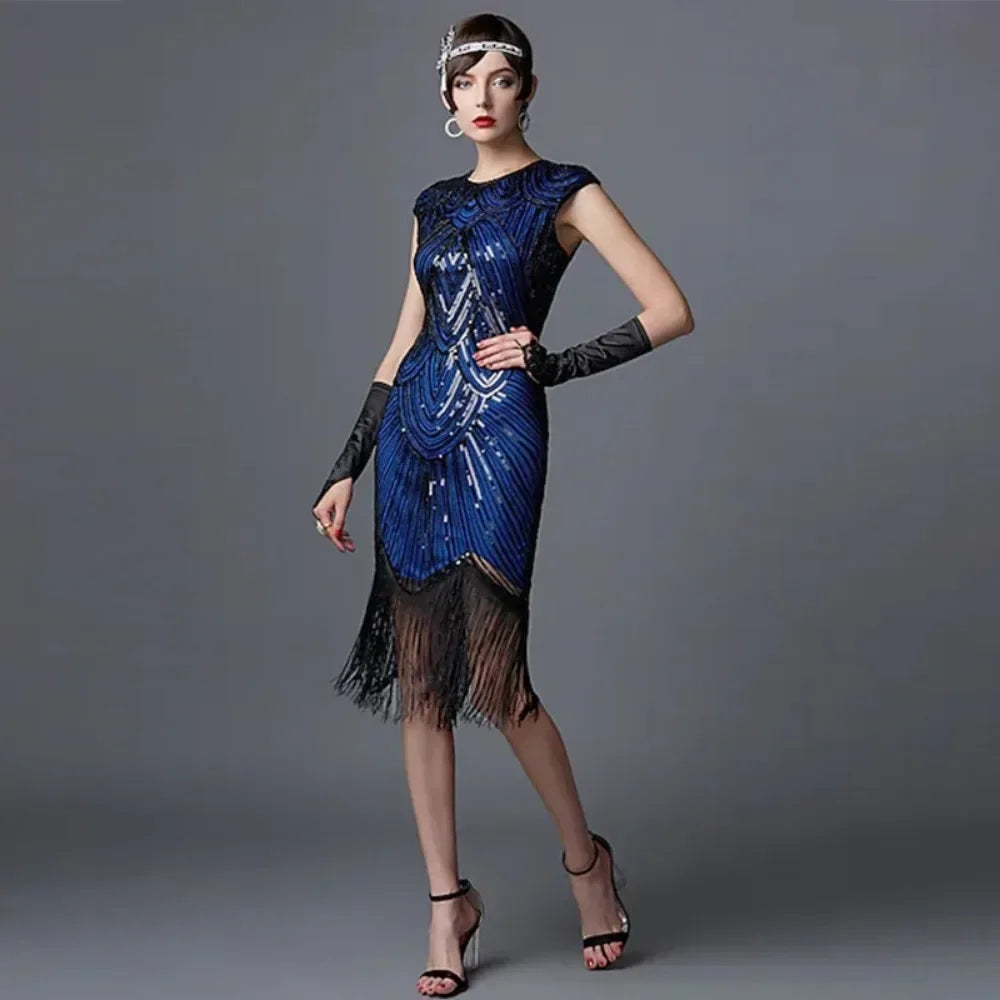 European Clothing
New European and American 1920s Retro Handmade Sequin Dress Gatsby Evening Dress Stage Performance Clothing