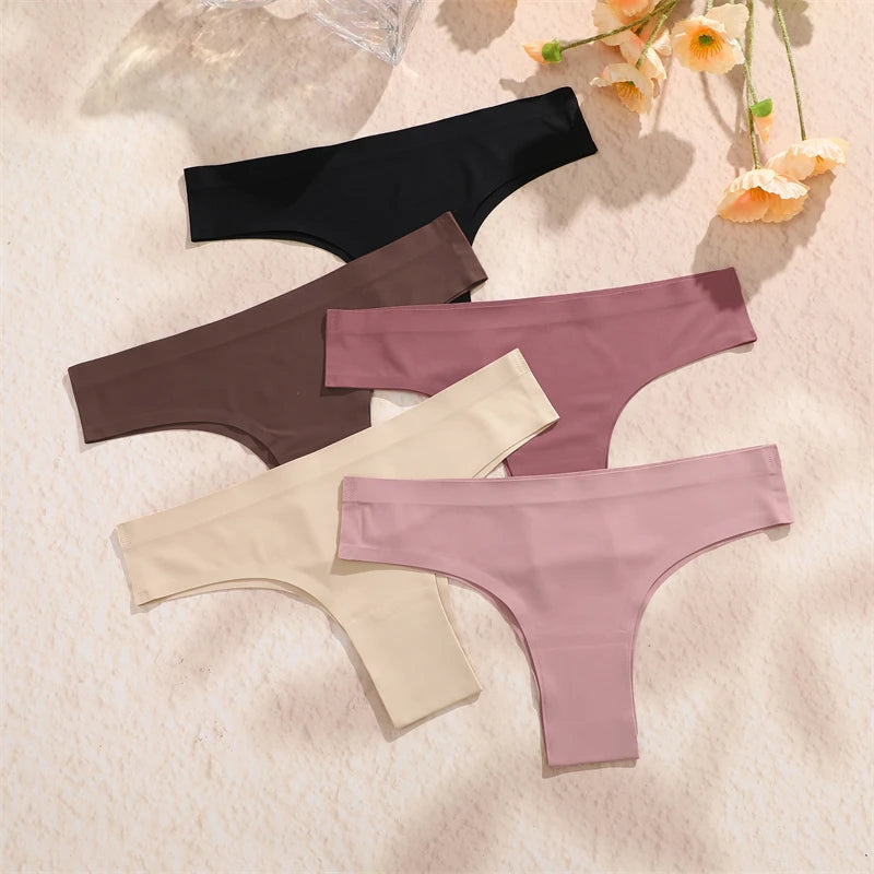 Panties
FINETOO 3PC Women Seamless Panties Sexy Brazilian Thong Female Low Waist Solid Color Briefs Comfortable Invisible G-string Panty