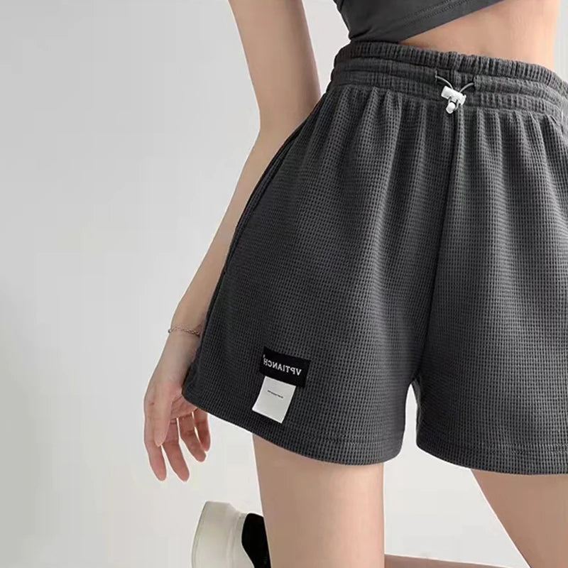 Shorts Sports Loose Bottoms Female Casual Elastic Waist Hot Pants Solid Color Homewear