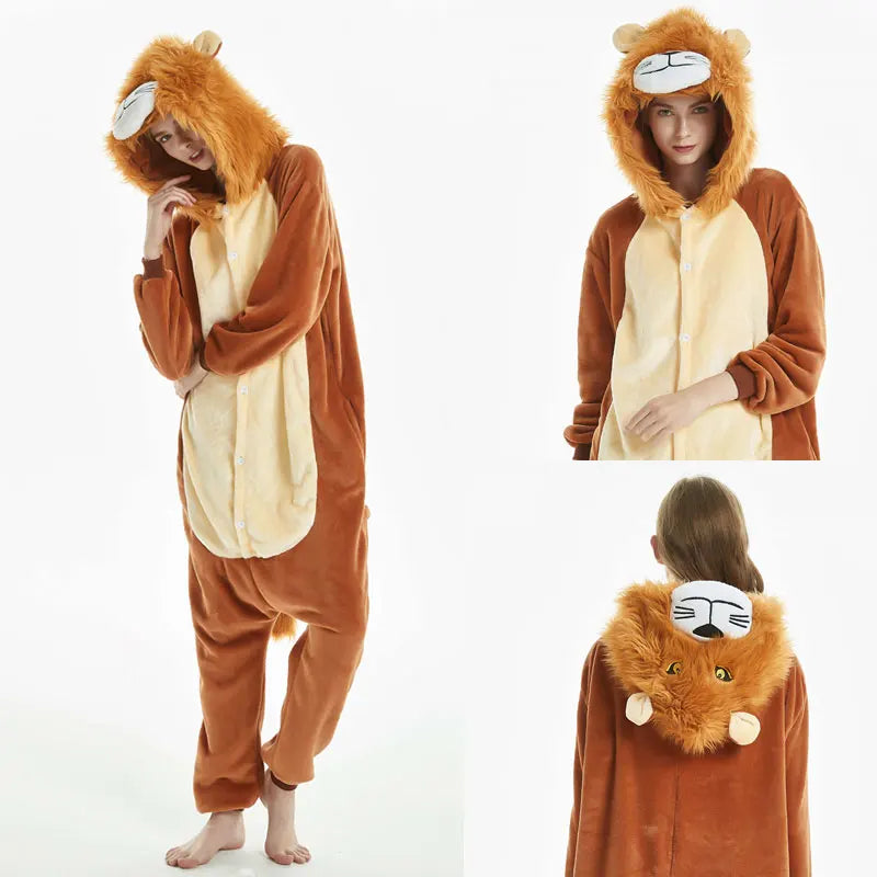 Winter Warm Sleepwear 
New Animal Wolf Pajamas Adults Winter Sleepwear Kigurumi Rabbit Pyjamas Women Onesies Cosplay Anime Costumes Flannel Jumpsuit