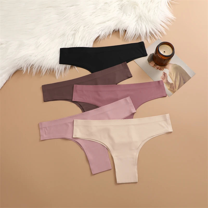 Panties
FINETOO 3PC Women Seamless Panties Sexy Brazilian Thong Female Low Waist Solid Color Briefs Comfortable Invisible G-string Panty