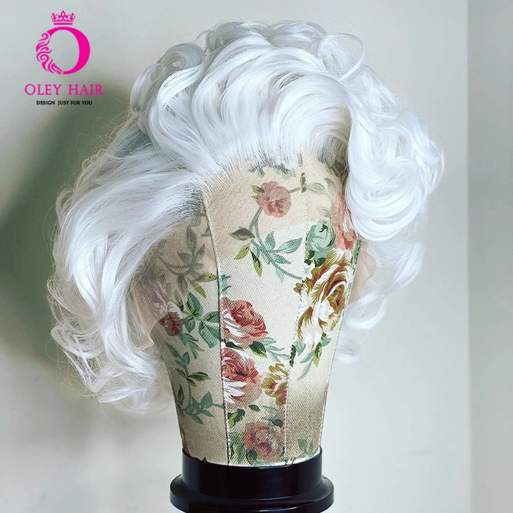 Hair Extensions and Wigs
180 Density White Color Synthetic 13x4 Lace Front Wig Heat Resistant  Glueless Curly  Drag Queen Cosplay Wigs For Black Women