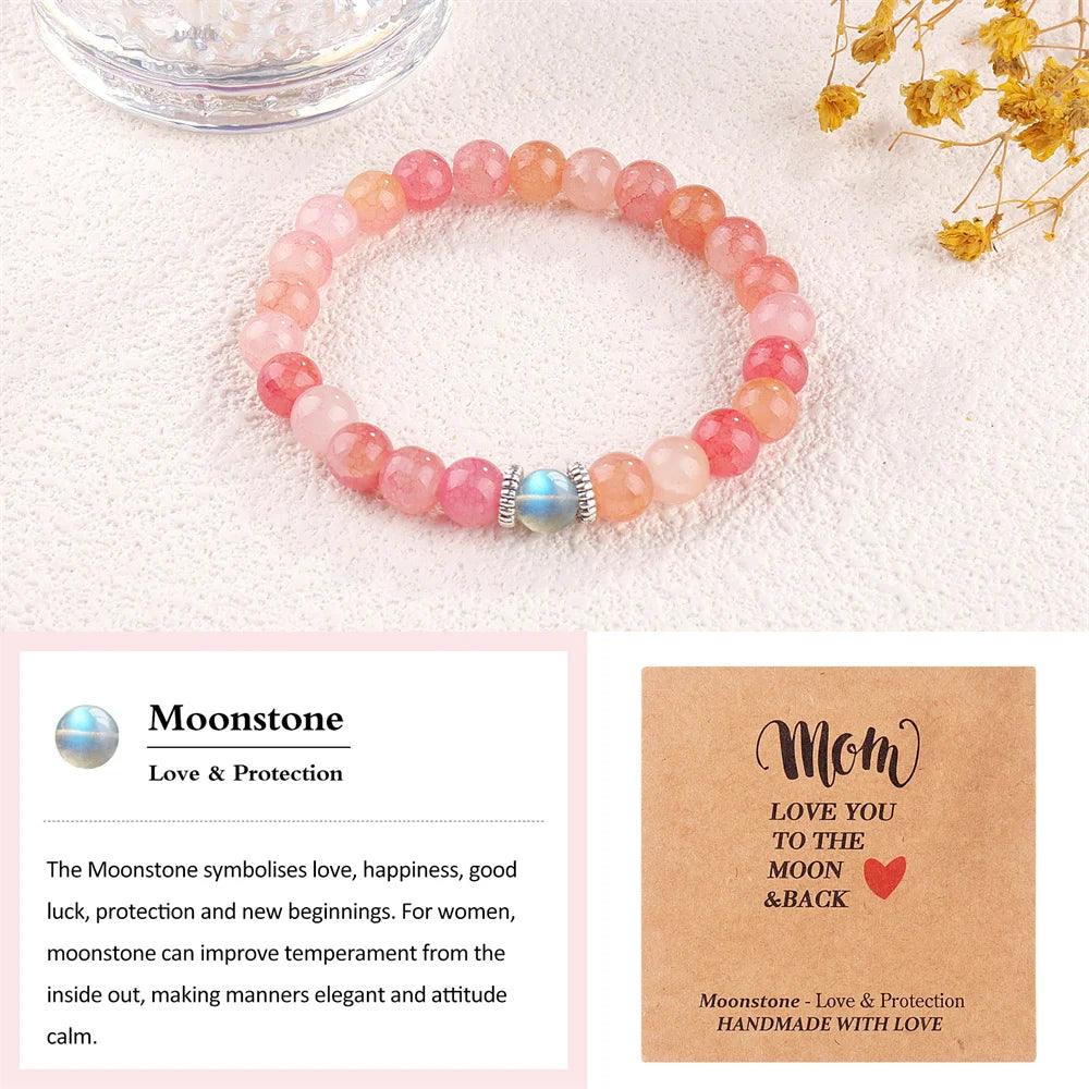 Bracelets Luxury Woman New In Jewelry Moonlight Stone Beaded Bracelet For Mom Gift Trendy Bangles Luxury Jewellery Women Accesories Bracelets With Box