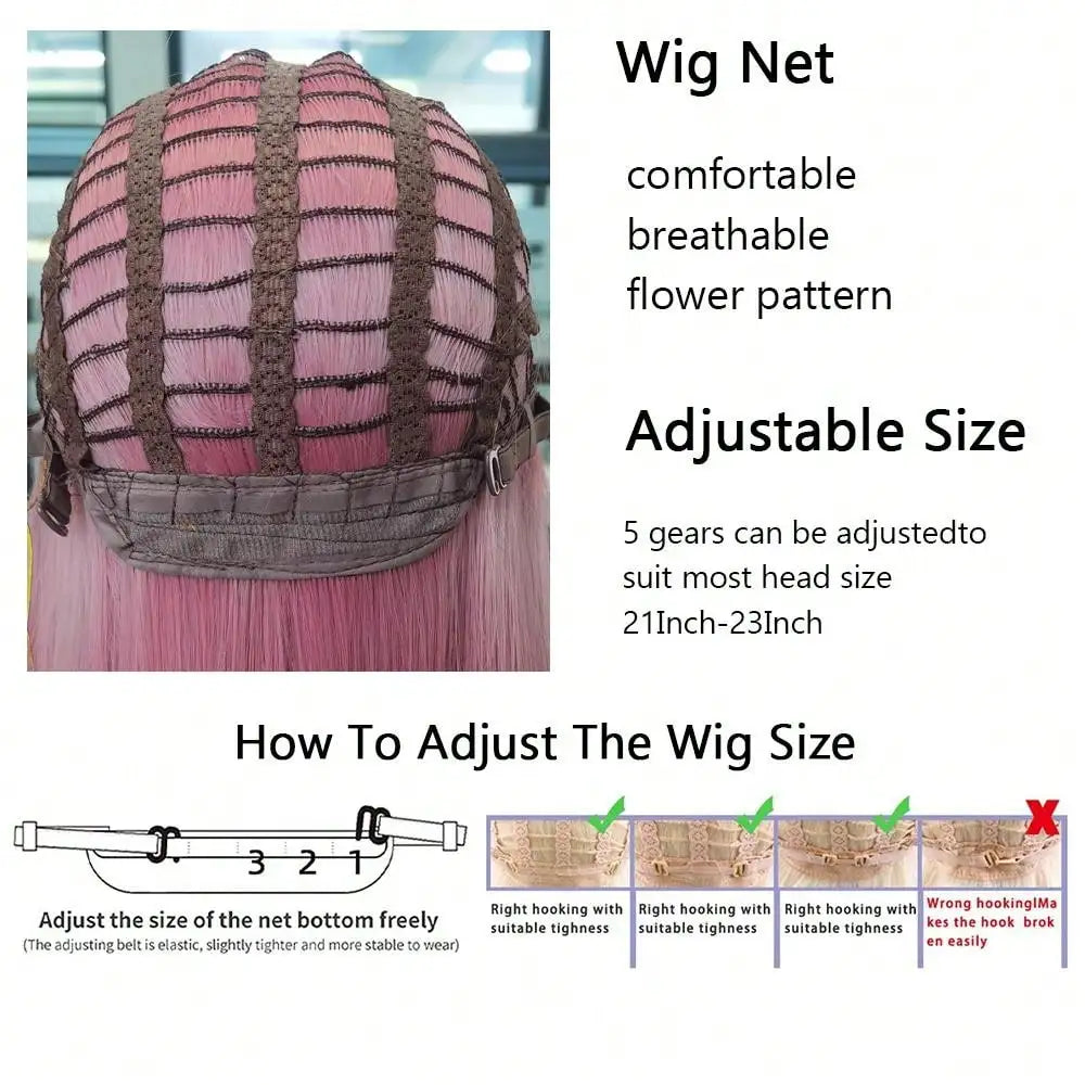 Hair Extensions and Wigs
MSIWIGS Women's Synthetic Cosplay Lolita Wigs With Cut Bang Blue Pink Blonde Red Long Straight Hair For Party Lady Girl