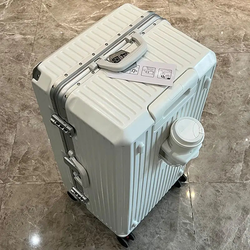 Travel Bag Large Capacity Travel Luggage Aluminum frame Suitcase pull rod Case 24/28/32 " with Cup Holder Travel Case Combination box