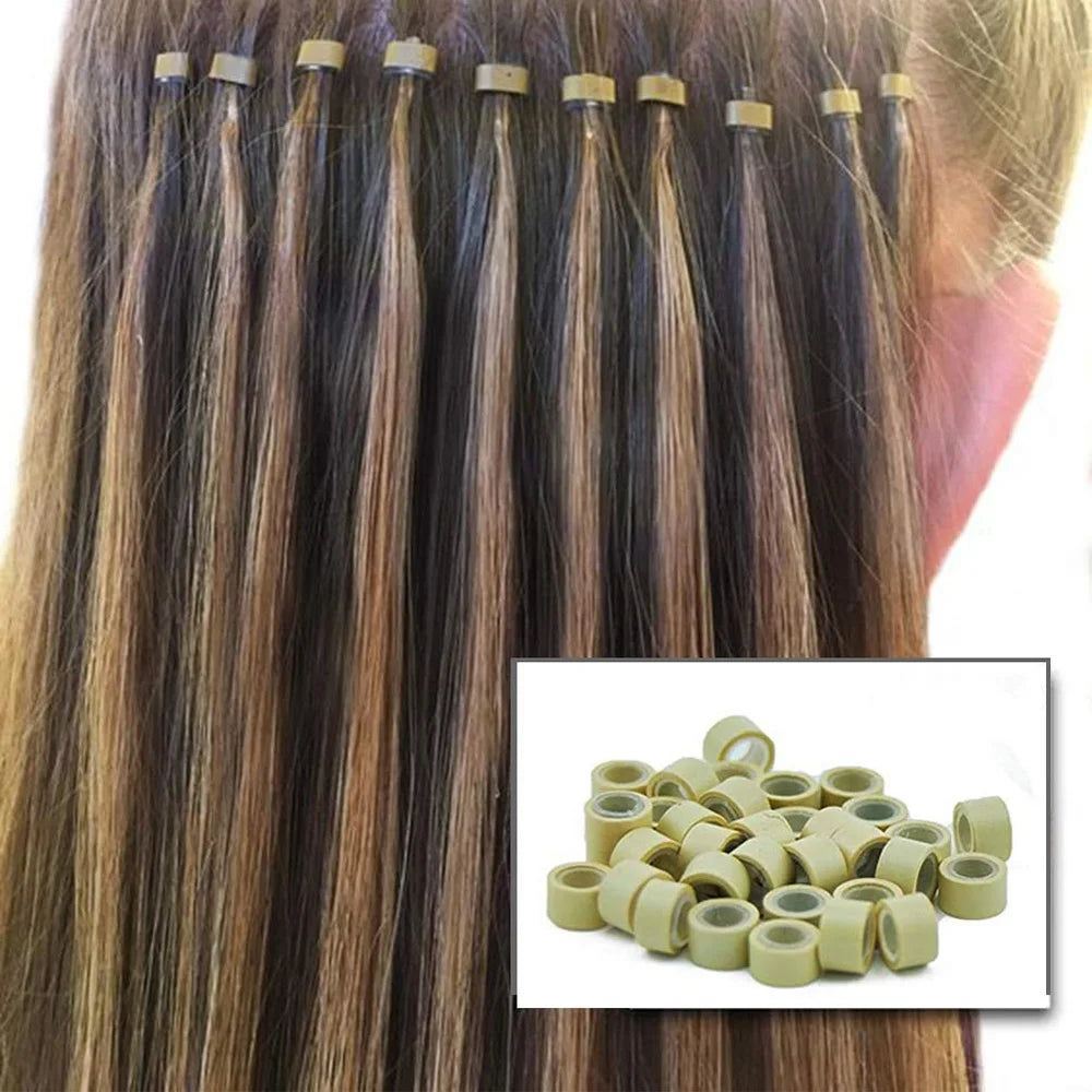 Hair Extensions and Wigs
500pcs Hair Extension Micro Rings Links Beads, 5mm Silicone Lined Beads For Hair Extensions Tool