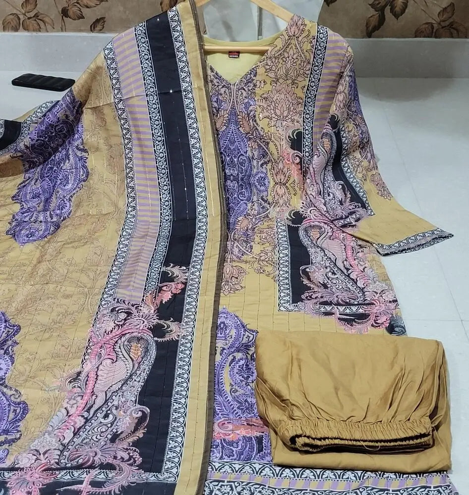 India and Pakistan Clothing 
Classic Fashion Wedding and Party Clothing Printed Embroidery Work Kurti Pants Dupatta