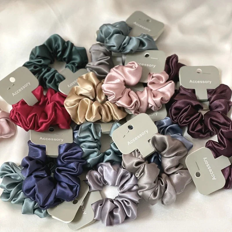 Elegant Look Mulberry Silk Hair Scrunchies Headbands Natural Pure Silk Luxury Large Elastic Hairbands Girls Hair Ties Rope Hair Accessories