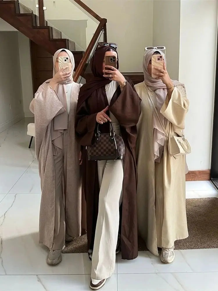 Similar Cotton Linen Batwing Kimono Abaya Dubai Islam Muslim Dress For Women Kebaya Kaftan Robe Musulmane Caftan Marocain Femme