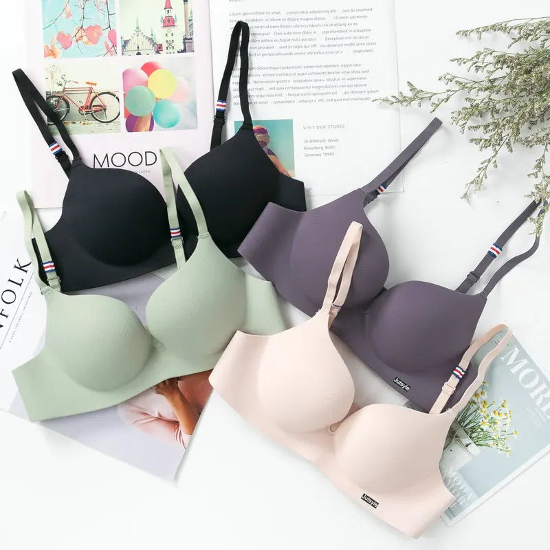 bras
Ice Silk Bra For Women Sexy Seamless Bralettle Gather Push Up Lingerie Wireless One Piece AB Cup Adjust Straps Candy Color Bras