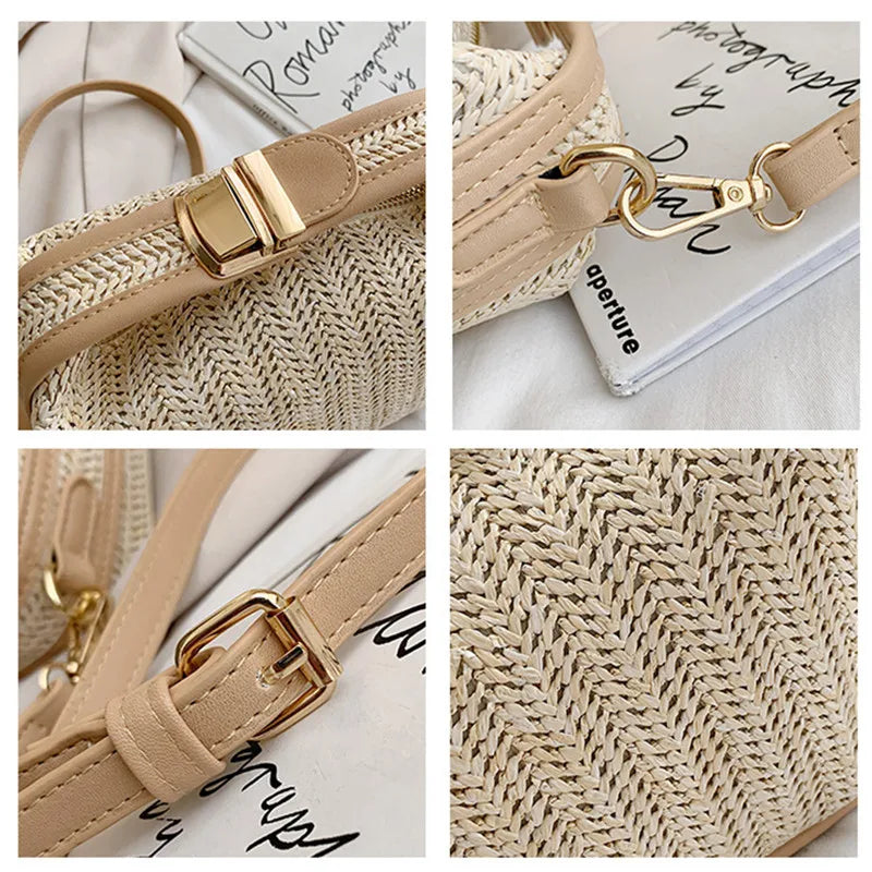 Handbags Straw Crossbody Bag For Women 2023 New Fashion Small Knitting Tote Bag Bohemian Summer Purse  Handbag Travel Bucket Beach Bags