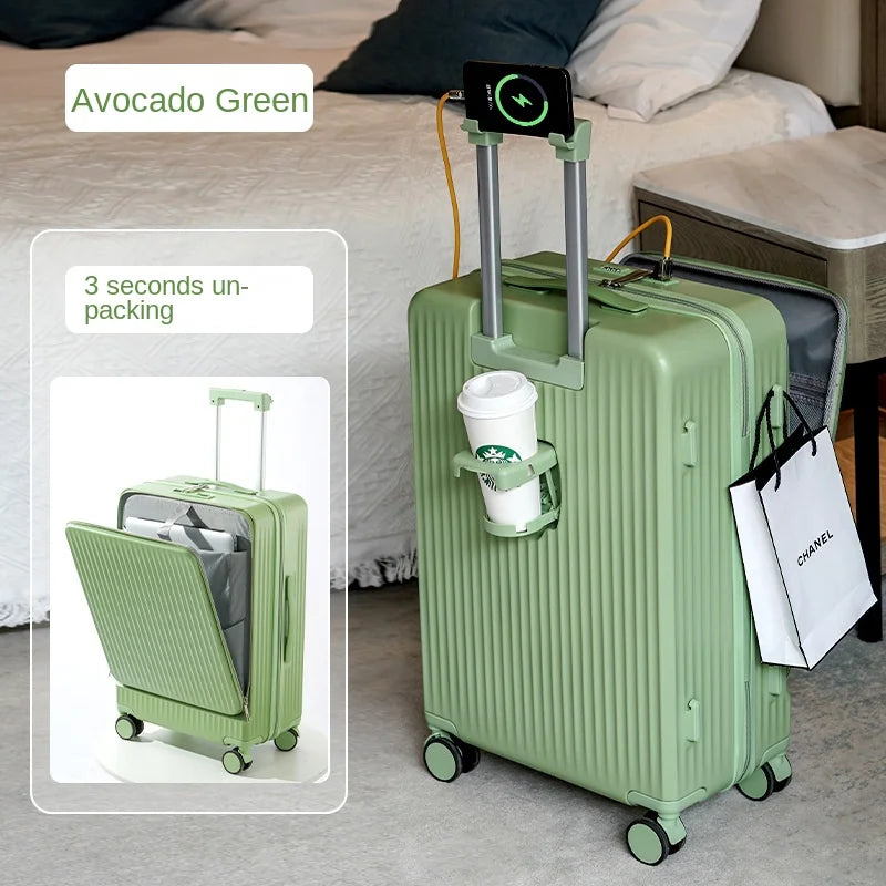 Travel Bag Middle Size Luggage 20 22 24 26 Inch Front Opening Men's and Women's Multifunctional Password Lock Travel Suitcases with Wheels.