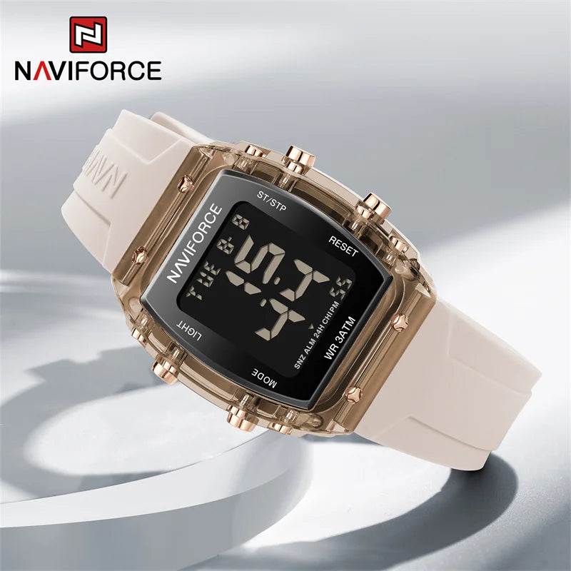 Women Watch Top Brand NAVIFORCE Women Sport Watches LED Digital Luminous Wristwatch Silicone Strap Waterproof Electronic Clock Montre Femme