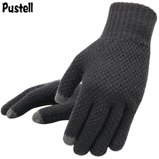 High Quality Winter Men Knitted Gloves Touchscreen High Quality Male Mitten Thicken Warm Wool Cashmere Solid Men Business Gloves Autumn