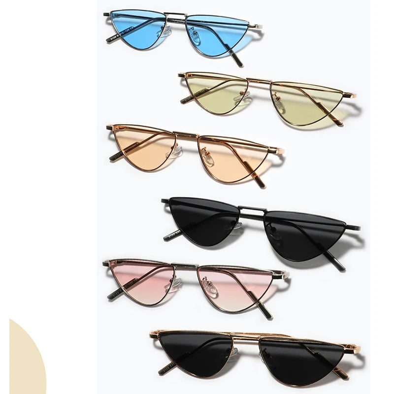 Women's Sunglasses New Triangle Cat Eye Sunglasses Vintage Alloy Sun Glasses Women Unique Elegant black gold Shades Oculos Feminino 2024 Summer