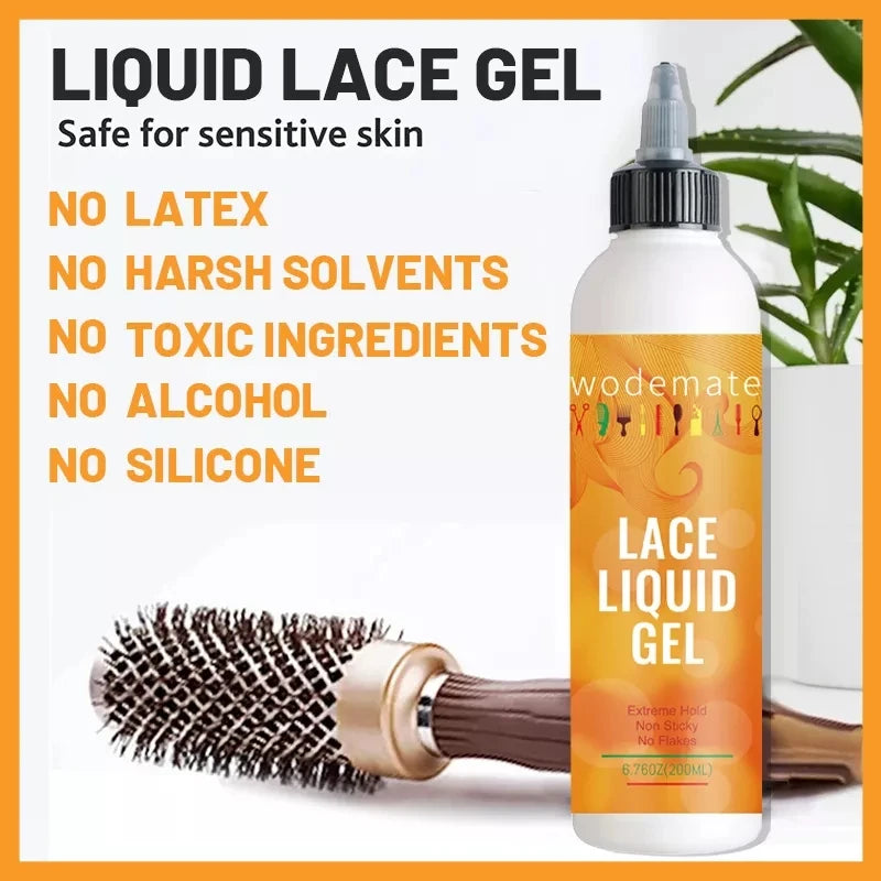 Hair Extensions and Wigs
200ml Lace Liquid Gel Extreme Hold Frontal Wig Glueless Lace Gel Temporary Hold Clear Adhesive Invisible Glue For Edge Styling