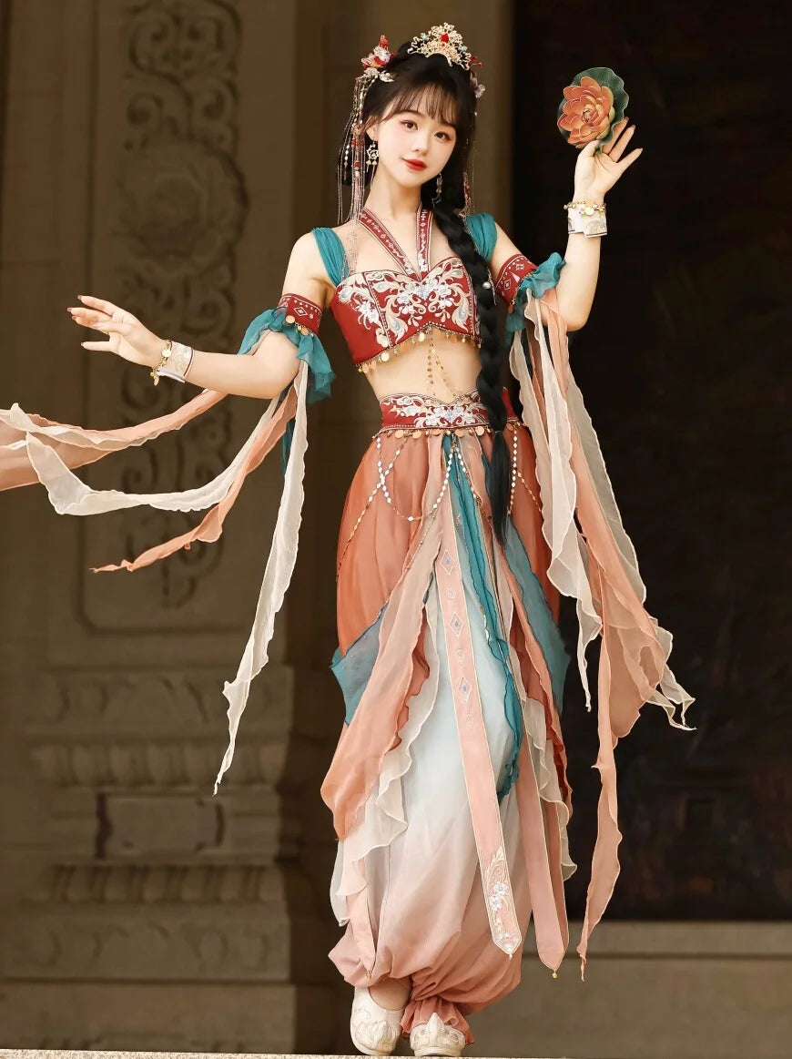 Exotic 
Improved Hanfu Female Dunhuang Kweichow Moutai Pants Suit Exotic Style Han Elements Western Performance Wear Shooting Photo