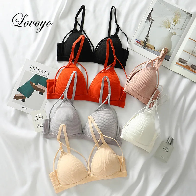 bras
Sexy Women Bra Wire Free Brassiere Push Up Lingerie French Triangle Cup Bra Underwear Thread Top Female Intimates Bralette