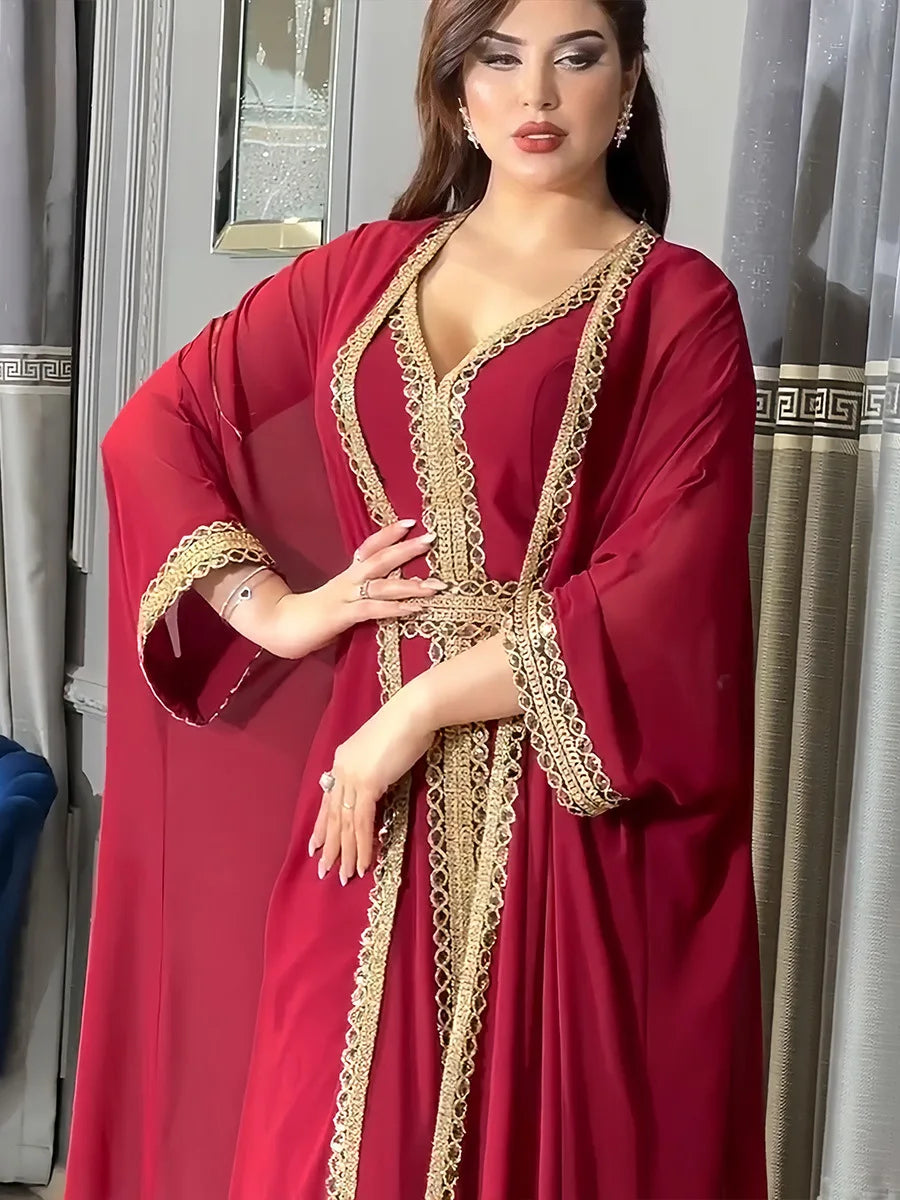 Open Abaya Dubai Luxury Kebaya for Women Muslim Dress Set Abayas Caftan Marocain Femme Jalabiya Djellaba Robe Musulmane Kaftan