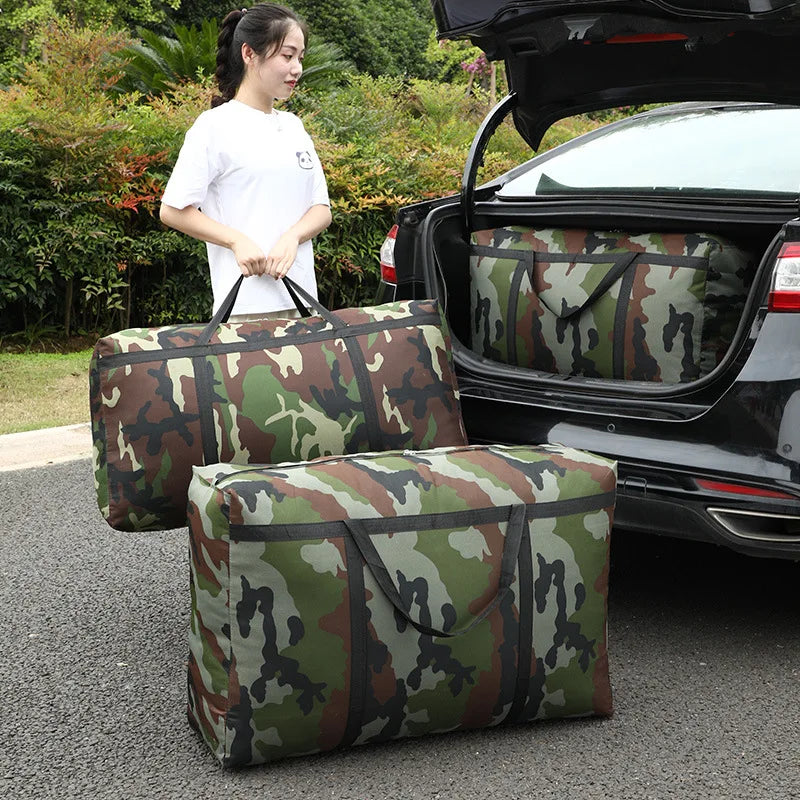 Travel Bag Camouflage Luggage Moving House Big Bag Thick Waterproof Oxford Cloth Moving Artifact Large Woven Storage Men's Travel Bag 180L