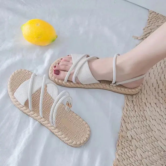 Flat Shoes Women  Sandals Flat Sandalias Mujer Thin Strips Gladiator Beach Sandals Ladies Flip Flops Slides 2023