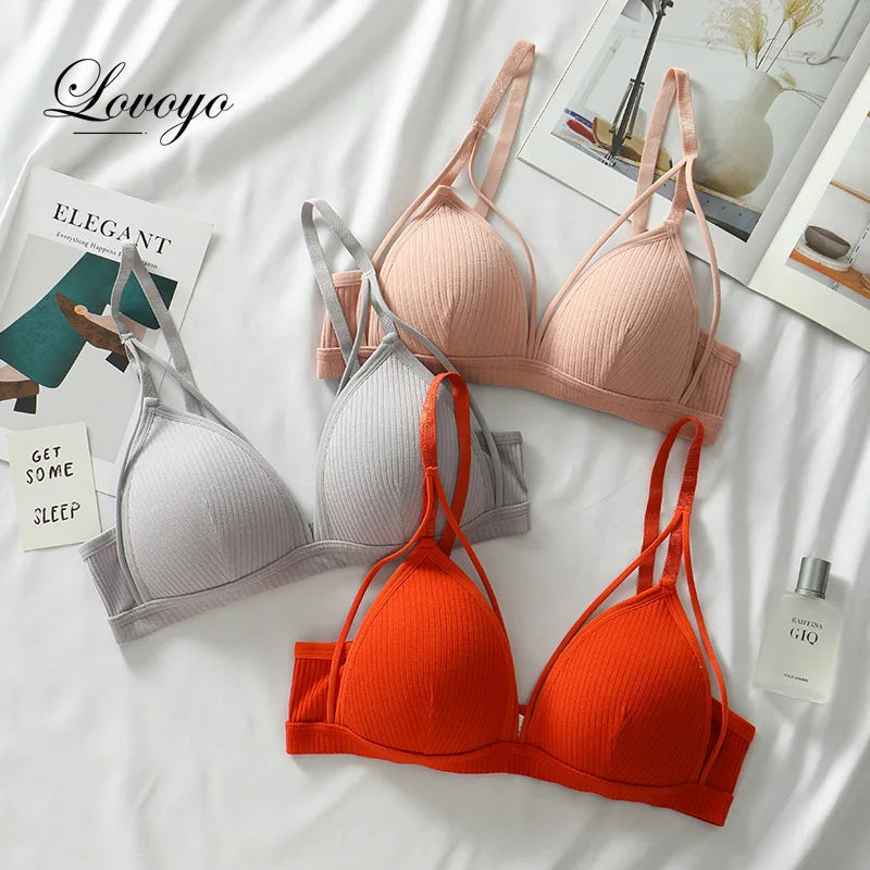 bras
Sexy Women Bra Wire Free Brassiere Push Up Lingerie French Triangle Cup Bra Underwear Thread Top Female Intimates Bralette