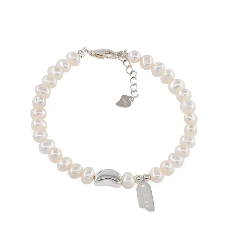 Bracelets Luxury Woman New 925 Sterling Silver Bracelet Pearls Knots Bracelet for Women Fashion Heart Pearls Bracelet  Luxury Jewelry Accessories Gift