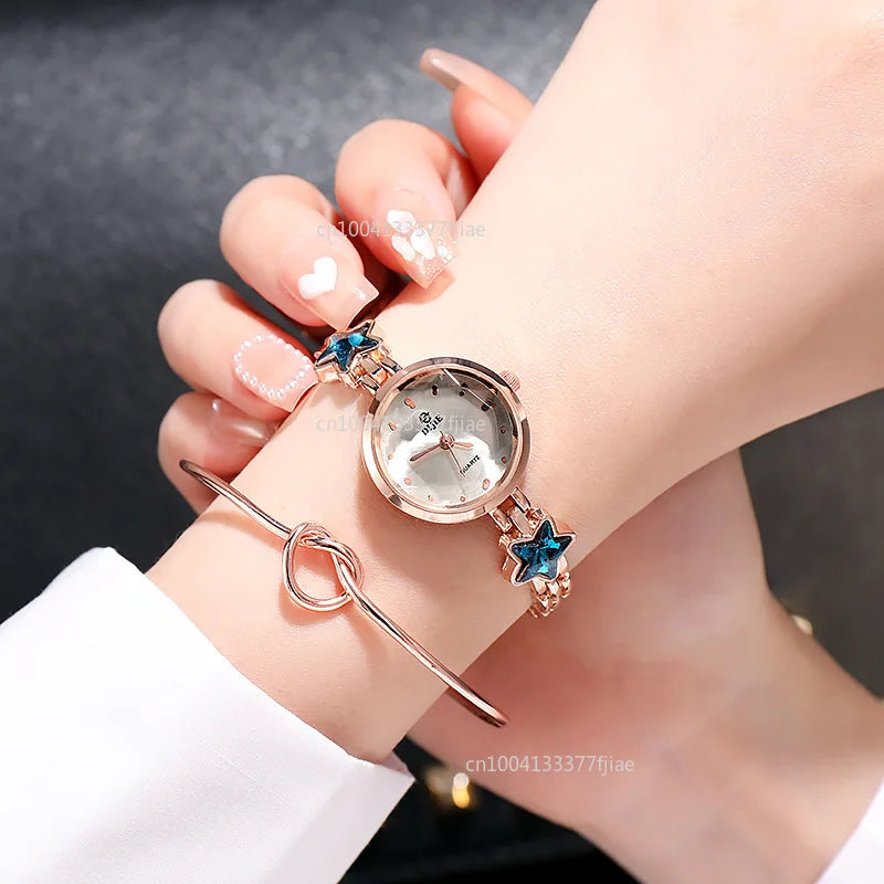 Women Watch Blue Lucky Star Ladies Watch Korea Style Female Students Wristwatches Fashion Women Elegant Bracelet Relojes Mujer Relógio