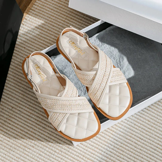 flat Shoes Women  summer new  flat shoes Ladies Casual Sandals Korean style fashion design work and everyday wear Large size 41-43