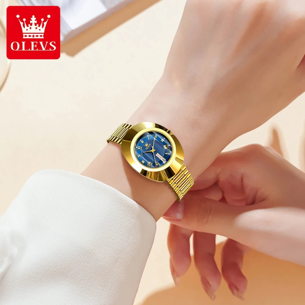 Women Watch OLEVS Golden Quartz Watch for Women Fashion Elegant Tungsten Steel Case Waterproof Wristwatches Luxury Original Ladies Watch New